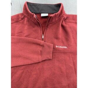 Columbia Pullover Mens XL Red Half Zip Fleece Lined Casual Sweater Outdoors